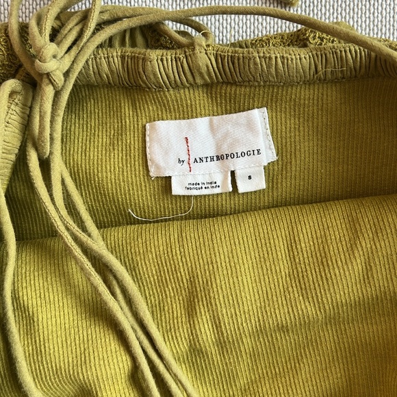 ANTHROPOLOGIE Ruffled Halter Lace Green Tank Top/ Boho Summer Spring Cottagecore - Picture 3 of 4